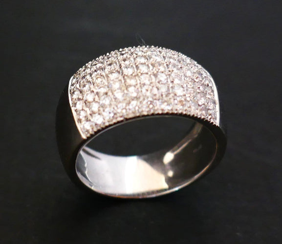 Bague 54 Bague Pavage Diamants, Or Blanc 58 Facettes