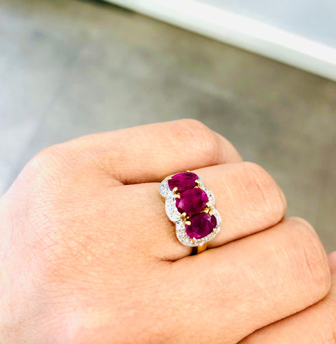 Bague 52 Bague trilogie rubis et diamants 58 Facettes