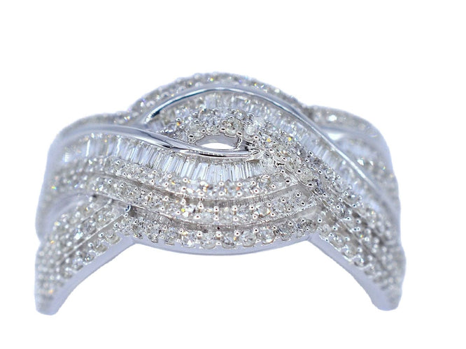 Bague 54 Bague design en or blanc avec diamants taille brillant 58 Facettes 2169