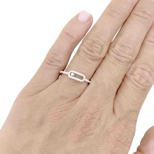 Bague 54 Bague Messika, "Move Uno Pavé", or blanc et diamants. 58 Facettes 34888