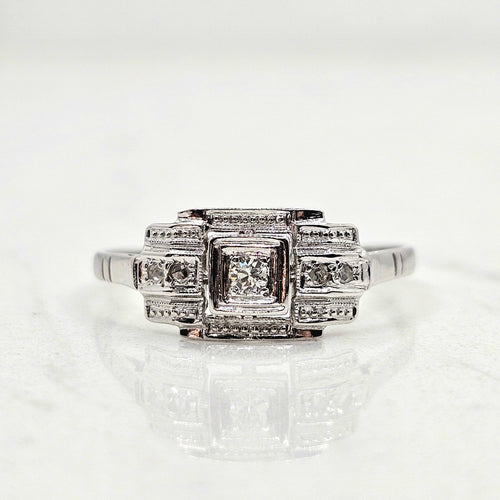 Bague 55 Bague Art Déco Diamants Or Blanc et Platine 58 Facettes 579