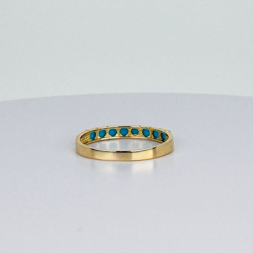 Bague Bague en or jaune avec turquoises 58 Facettes 2507016