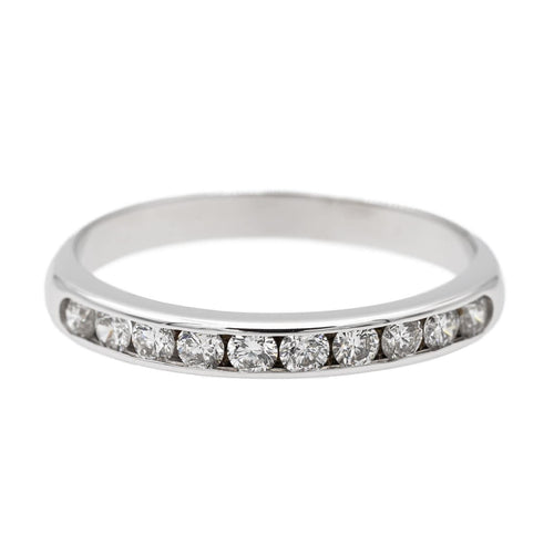 Bague 51 Bague Demi alliance Or blanc Diamant 58 Facettes 2673366CN