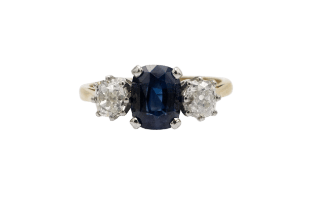 Bague Bague ancienne saphir et diamants en or jaune 18k et platine 58 Facettes 11703