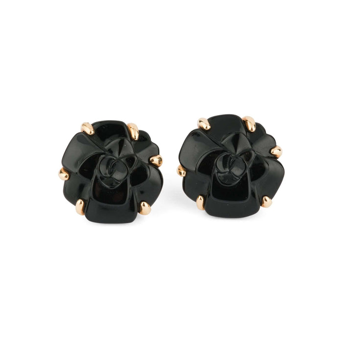 Boucles d'oreilles CHANEL - Boucles d'oreilles Camélia or jaune onyx 58 Facettes 38