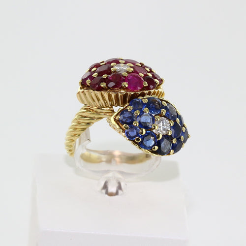 Bague 56 Bague "Toi et Moi" rubis, saphirs et diamants 58 Facettes