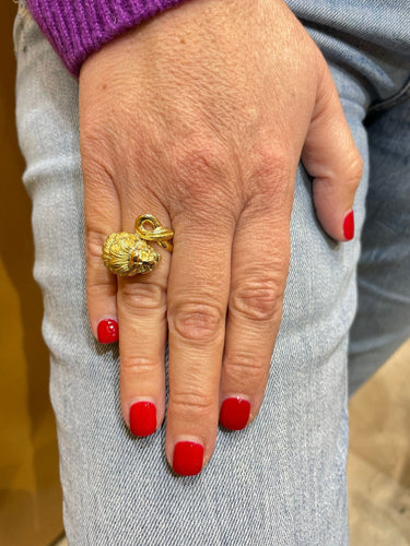 Bague 55 Bague en or jaune Dragon 58 Facettes