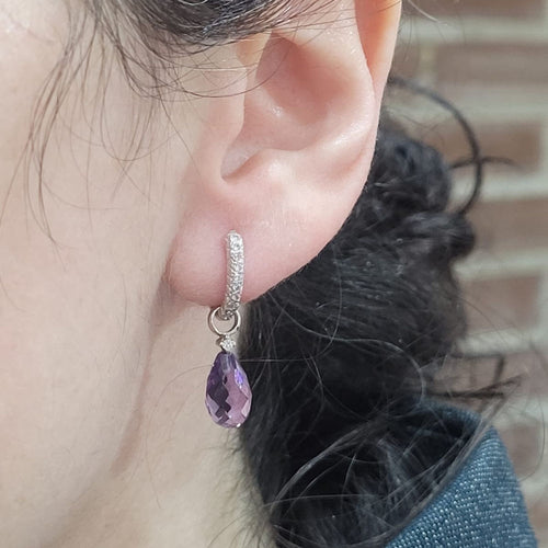 Boucles d’oreilles démontables en or blanc 18k et améthystes