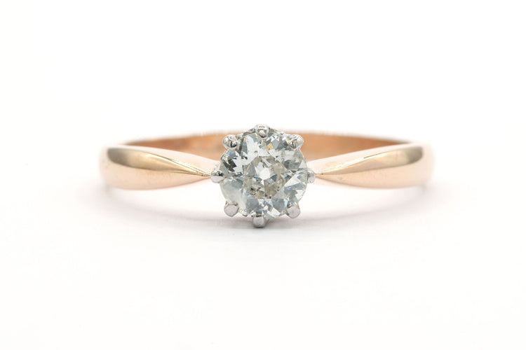 Bague 60 Solitaire Art déco en or jaune serti d'un diamant "old cut" 58 Facettes 21549