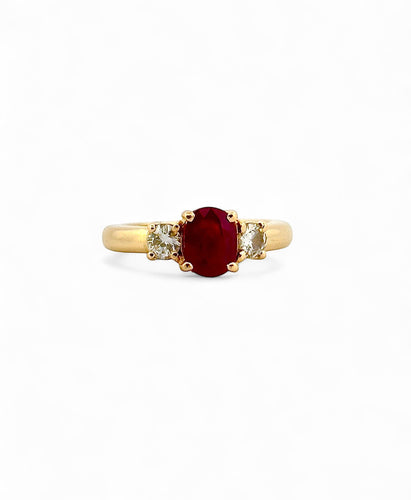 Bague 55 Bague en or jaune rubis et diamants 58 Facettes