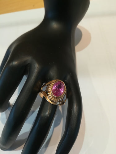 Bague 58 Bague vintage Soviétique Or Jaune Pierre Rose 58 Facettes