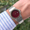 Montre Cartier Santos RARE Santos Round Octagon Date 2966 Burgundy Red Ruby Large Octogonale Gold Stainless 58 Facettes