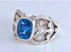 Bague 53 Bague or blanc saphir de Ceylan 3,12 carat et diamants 58 Facettes AB 407