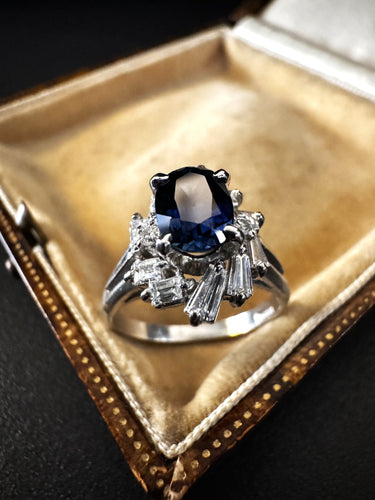 Bague 53 Bague avec Saphir et Diamants 58 Facettes