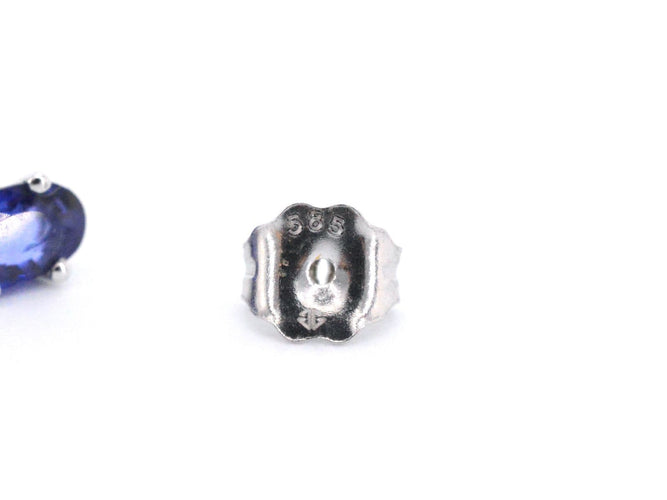 Boucles d'oreilles Boucles d'oreilles en or blanc avec diamants et saphir 58 Facettes 2031