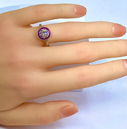 Bague 53 Bague Or blanc Diamants Rubis 58 Facettes AB242