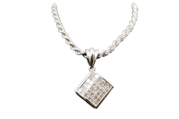 Pendentif Pendentif losange or blanc et diamants 58 Facettes 250147