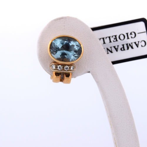 Boucles d'oreilles Boucles d'oreilles vintage en or jaune 18 carats avec aigues-marines et diamants 58 Facettes