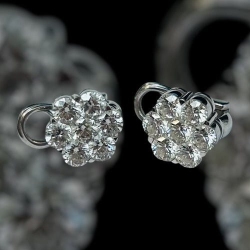 Clips d’oreilles marguerites en or gris et diamants