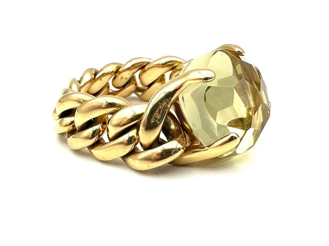 Bague POMELLATO. Collection "Lola", bague or jaune 18K et quartz lemon 58 Facettes