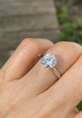 Bague 51 Bague solitaire en or blanc et diamant 58 Facettes