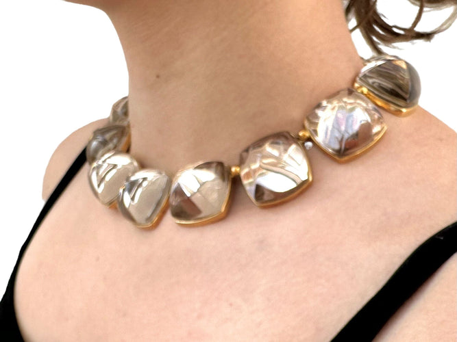 Collier Baccarat - Collier or jaune et cristaux de fumée 58 Facettes