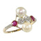Bague 57 Bague Art déco vintage avec diamants, rubis et perles 58 Facettes 22298-0288