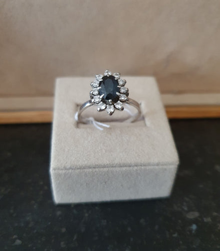 Bague 62 Bague Or Blanc Saphir Navette Diamants 58 Facettes 1