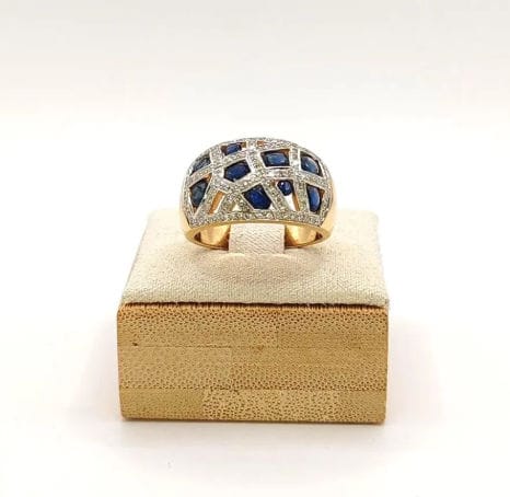 Bague 56 Bague Bandeau or jaune diamants saphirs 58 Facettes