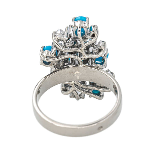 Bague 56 Bague Cocktail Argent Diamant, Turquoise 58 Facettes 4398646CN