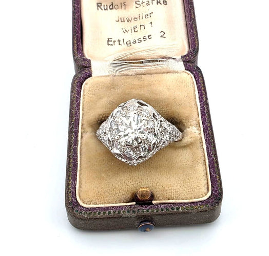 Bague 55 Bague Art Déco en platine avec diamants 58 Facettes