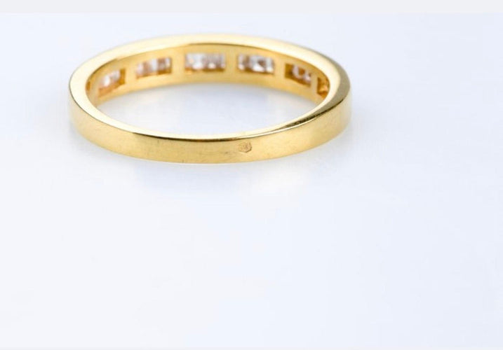 Bague 56 Bague demi-alliance en or jaune – Diamants baguette sertis rail 58 Facettes BG11189476-107