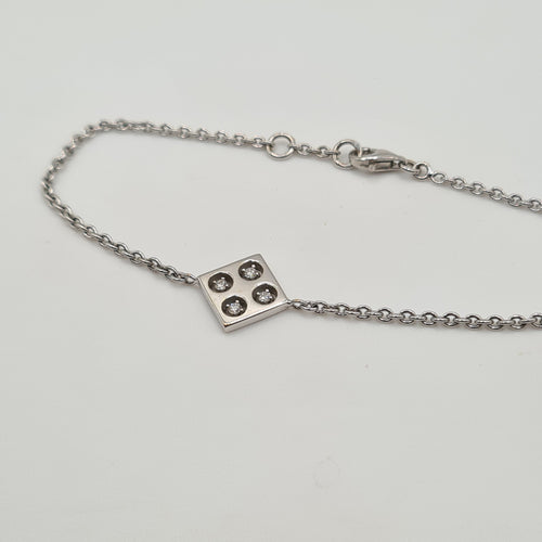 Bracelet Bracelet carré or blanc serti de diamants 58 Facettes