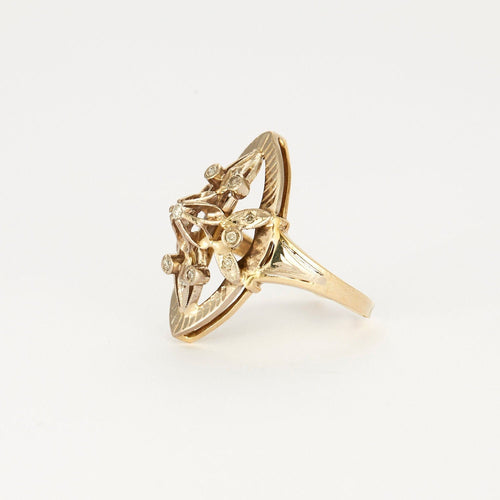 Bague 54 Bague marquise or jaune et blanc diamants 58 Facettes LMB-138
