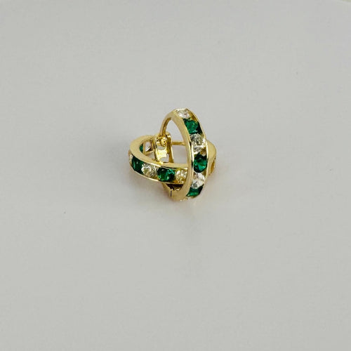 Boucles d'oreilles Boucles d’oreilles émeraudes vertes et saphirs blancs en or jaune 14k 58 Facettes 2512018