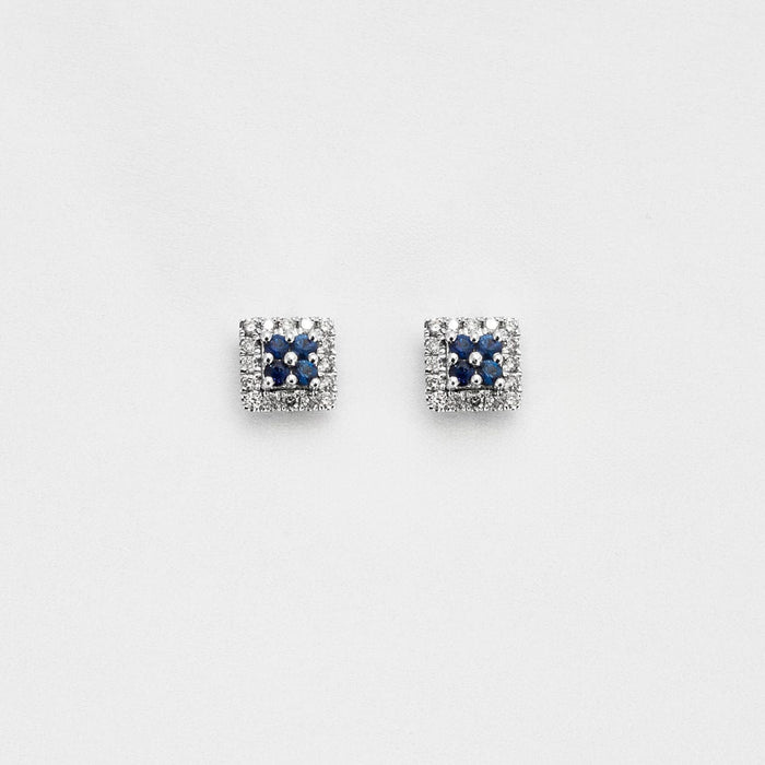 Boucles d'oreilles Paire de boucles d'oreilles carrées en or blanc saphirs et diamants 58 Facettes