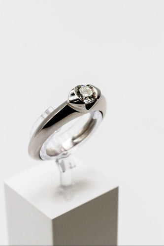 Bague 54 Solitaire or blanc et diamant 58 Facettes 240216