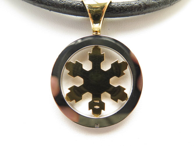 Collier collier BULGARI tondo pendentif flocon de neige or jaune 18k acier 58 Facettes 271635