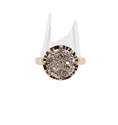 Bague 52.5 Bague dôme Art Déco or rose et diamants taille ancienne (circa 1950) 58 Facettes A06061