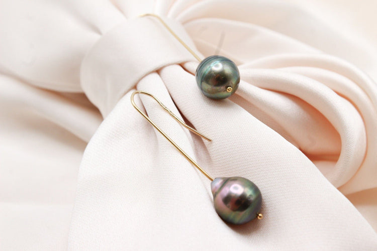 Boucles d'oreilles Boucles d'oreilles or jaune et perles de Tahiti 58 Facettes 250193