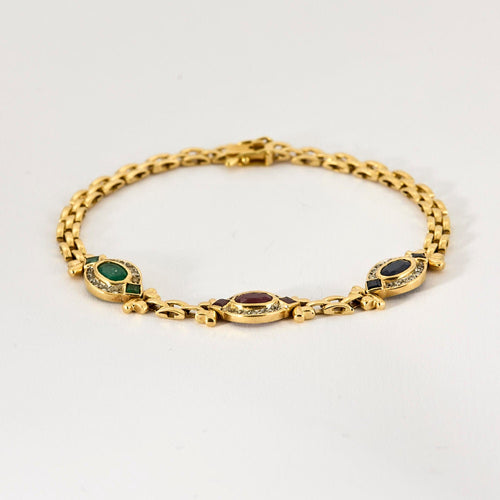 Gourmette Prestige or jaune et pierres fines 58 Facettes LP972/9