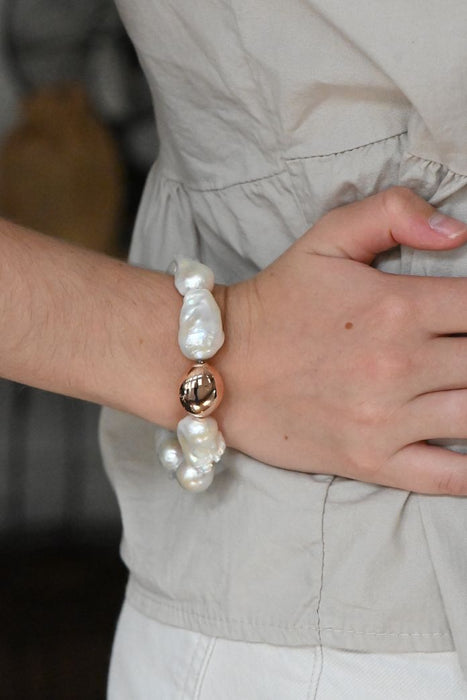 Bracelet Perles Baroques et Perles Or Rose