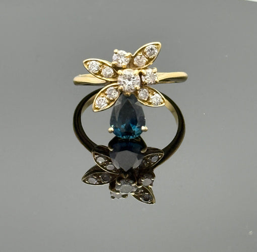 Bague 58 Bague duchesse vintage en or jaune 18K sertie de saphir et diamant 58 Facettes