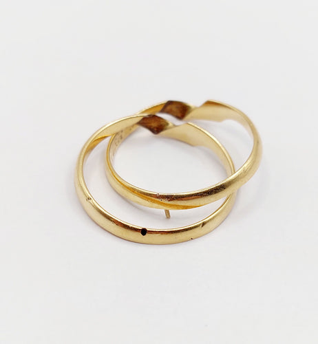 Bague 55.5 RARE Alliance jumelées victorienne or jaune 18k (circa 1872) antique 58 Facettes A06007