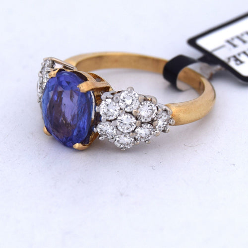 Bague 55 Bague ancienne en or jaune 18 carats avec saphir de 5,00 carats et diamants 58 Facettes AN502