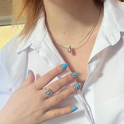 Collier Collier cable Oméga Perle de Tahiti et Diamants - Réversible Or jaune ou Or blanc 18 K 58 Facettes AA 1698