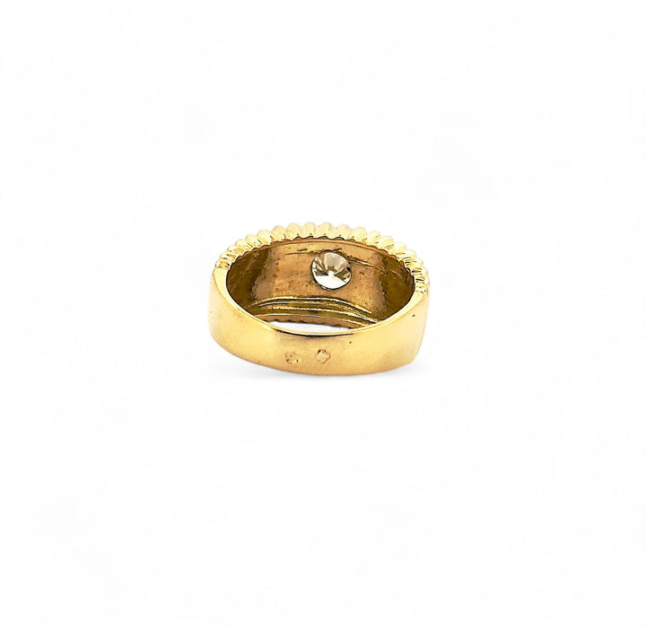 Bague 51 Bague godron or jaune et diamant 58 Facettes