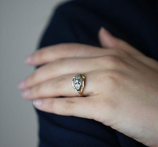 Bague or jaune, or blanc, diamant 58 Facettes