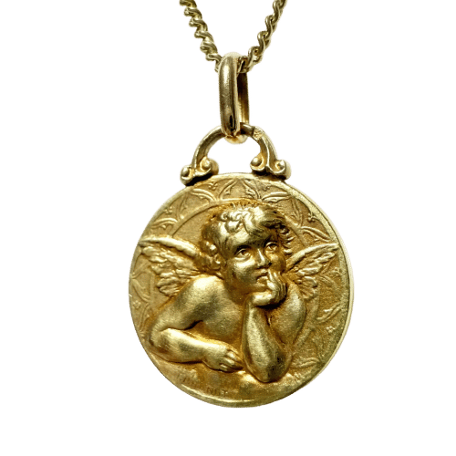 Pendentif Médaille Angelot en or 58 Facettes BIJ124