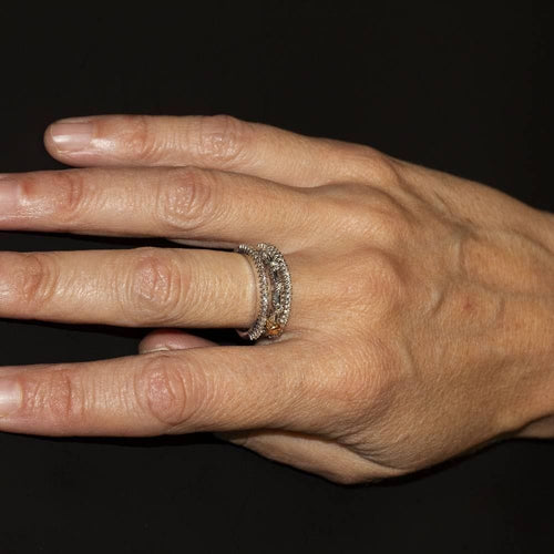 Bague 55.5 DAMIANI - Ring in bicolor gold and diamonds 58 Facettes D360530FJ